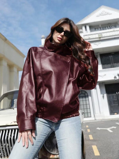 Collar Faux Leather Jacket
